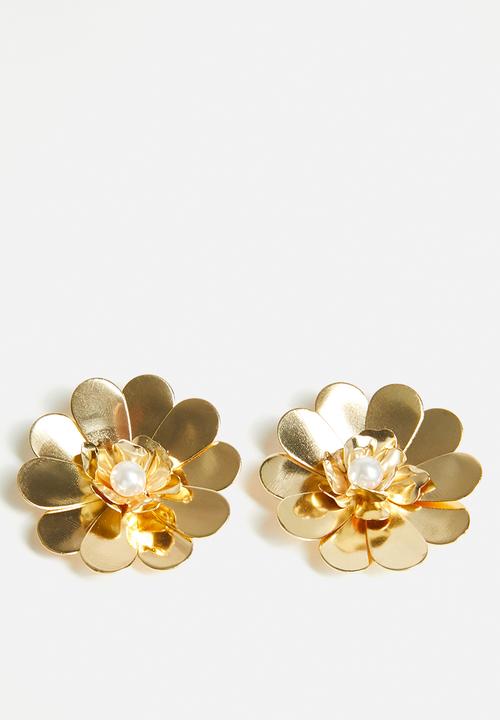 Tessa Design - Yvaine Floral Pearl Earrings-Gold