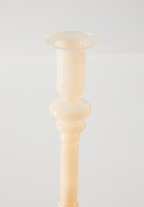 Sixth Floor - Glass Candle Stick Beige 9x9x23cm