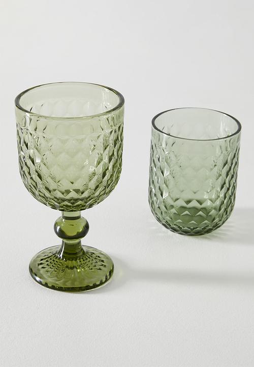 Sixth Floor - Wineglass Glass Green 7.8x7.8x14.4cm