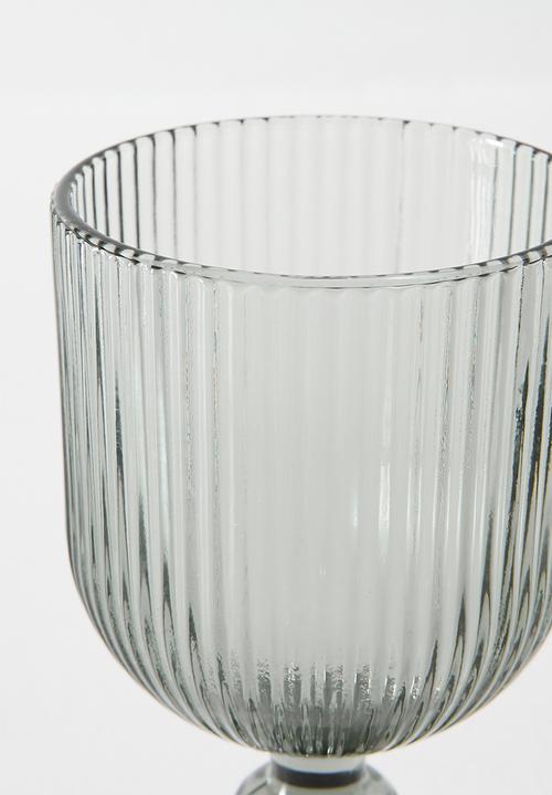 Sixth Floor - Wineglass Stripe Glass Grey 8x8x15.5cm