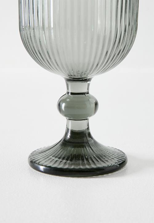 Sixth Floor - Wineglass Stripe Glass Grey 8x8x15.5cm
