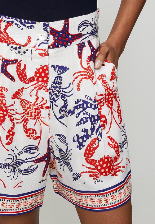 MANDI - High Waisted Starfish Short Border Print Detail - Multi