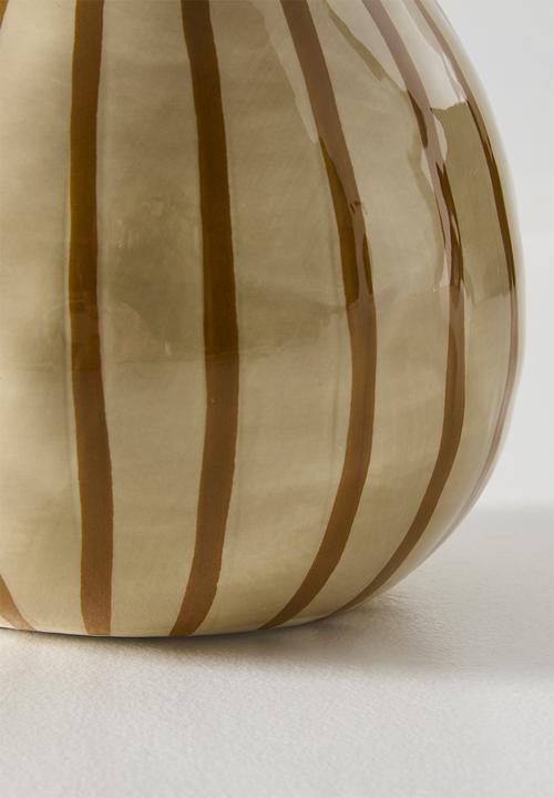 Sixth Floor - Striped Ceramic Vase Natural - light brown