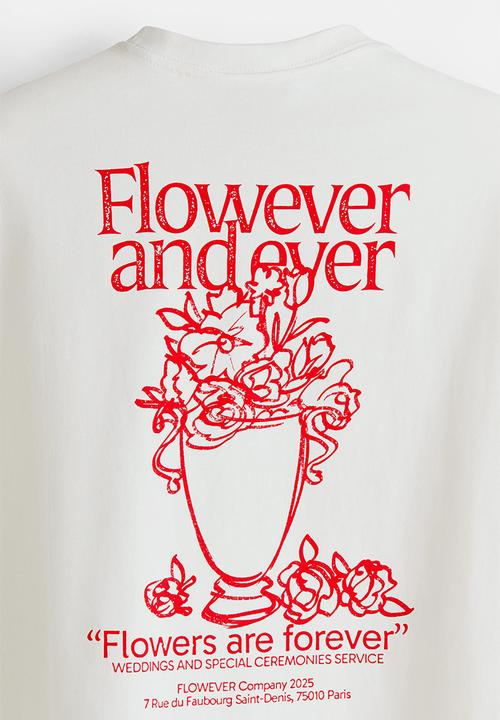 H&M - Loose fit printed t-shirt - white/flowever