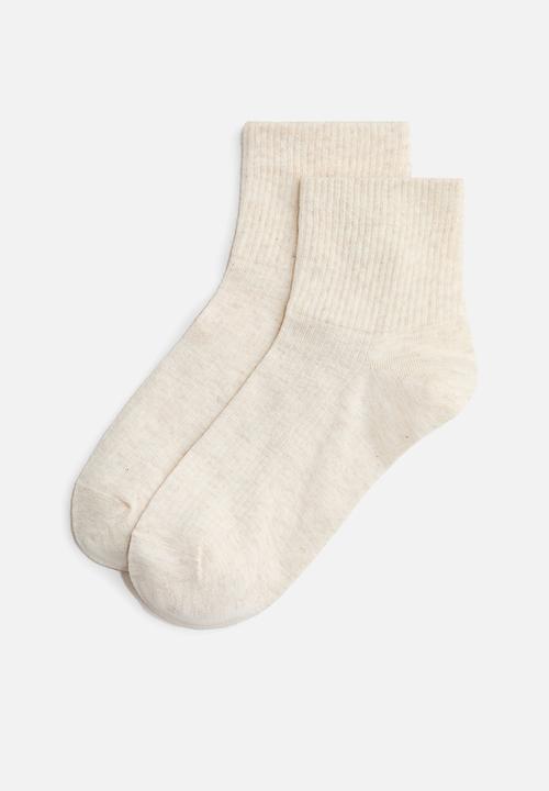 H&M - 5-Pack ankle socks - cream/light beige marl