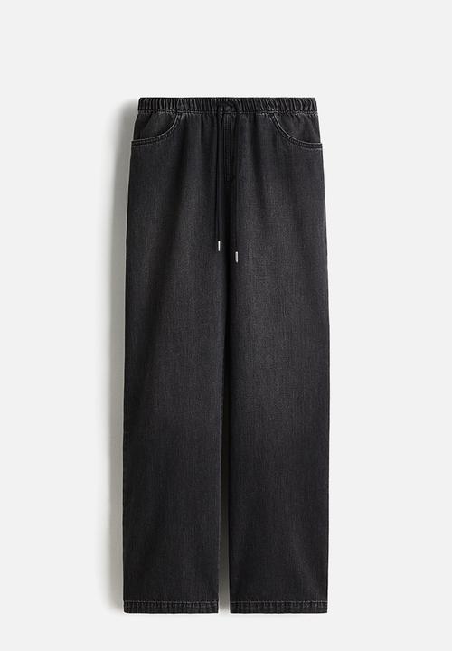 H&M - Denim drawstring trousers - washed black