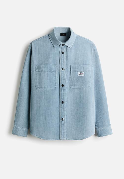 H&M - Oversized cotton corduroy shirt - light blue