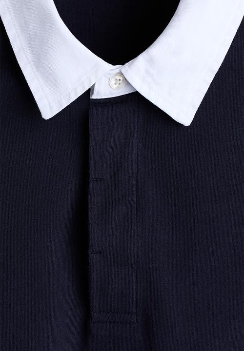H&M - Loose fit cotton polo shirt - navy blue/colour block