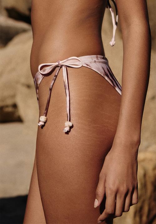 H&M - Tie tanga bikini bottoms - light pink/patterned