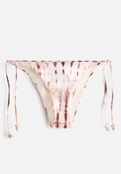 H&M - Tie tanga bikini bottoms - light pink/patterned