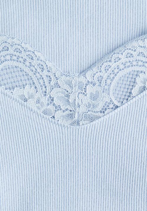 H&M - Lace-trimmed jersey top - light blue