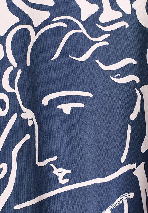 H&M - Oversized print-motif T-shirt - dark blue/apoh