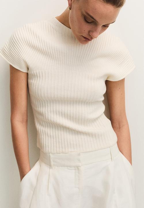 H&M - Rib-knit top - cream