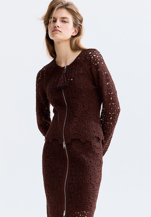 H&M - Crochet-look cardigan - dark brown