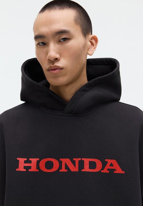 H&M - Oversized fit printed hoodie - black/honda