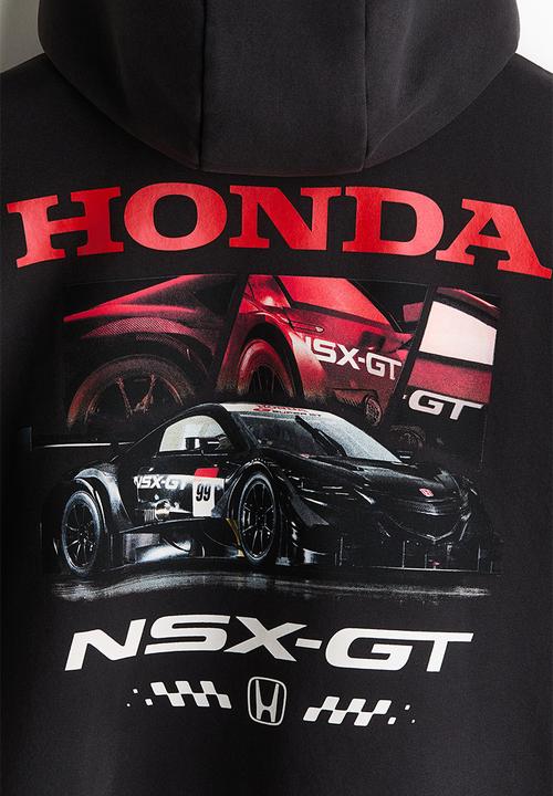 H&M - Oversized fit printed hoodie - black/honda