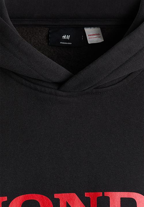 H&M - Oversized fit printed hoodie - black/honda