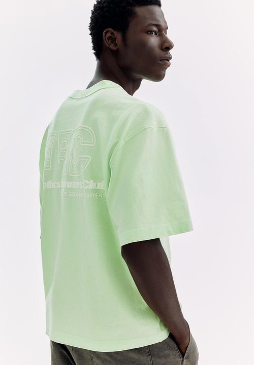 H&M - Printed loose fit t-shirt - light green/33