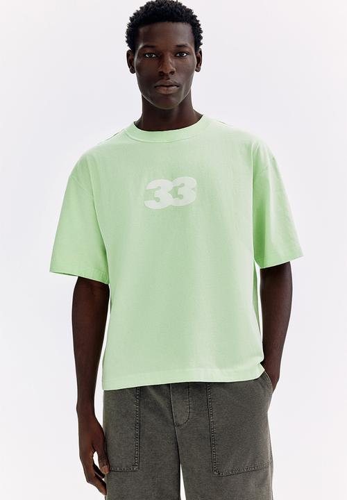 H&M - Printed loose fit t-shirt - light green/33