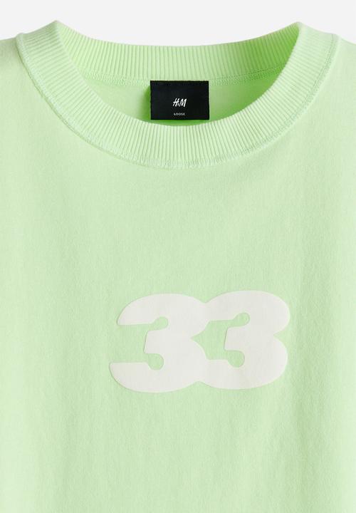 H&M - Printed loose fit t-shirt - light green/33