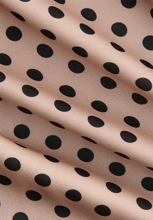 H&M - Lace-trimmed slip dress - beige/polka dot