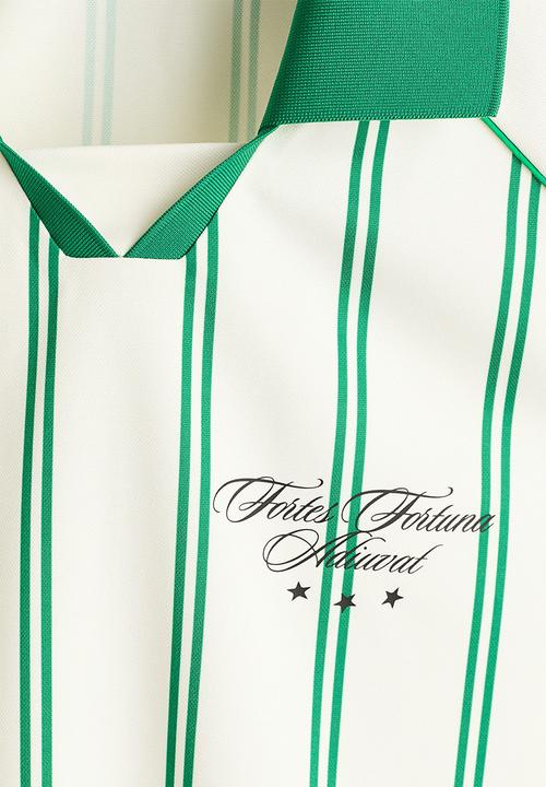 H&M - Loose fit printed polo shirt - white/striped