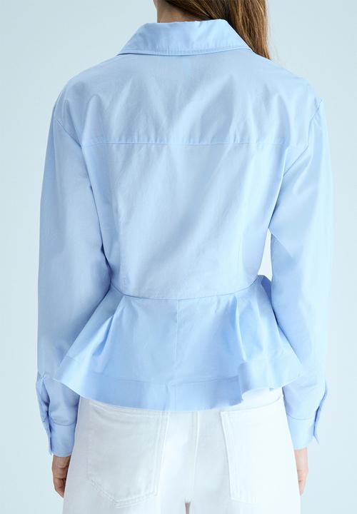 H&M - Poplin peplum shirt - light blue