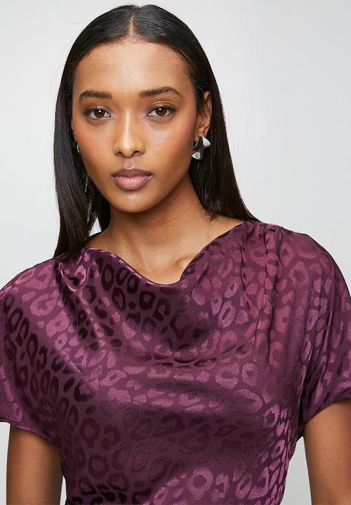 New Look - Ex satin jaq asym midi - burgundy