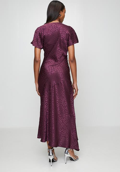 New Look - Ex satin jaq asym midi - burgundy
