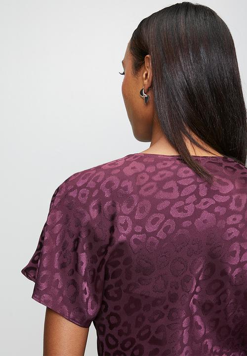 New Look - Ex satin jaq asym midi - burgundy