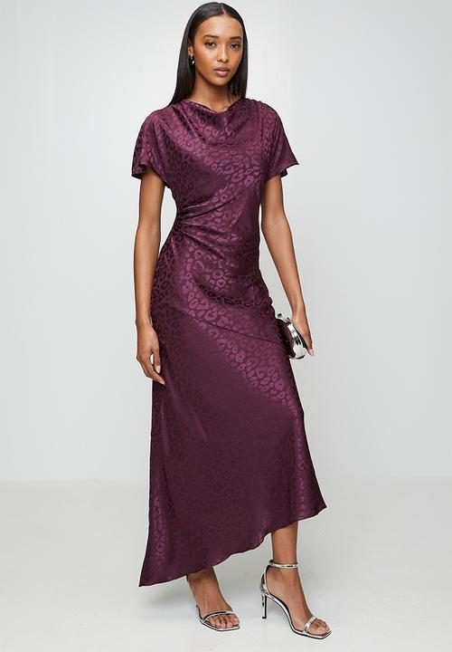 New Look - Ex satin jaq asym midi - burgundy