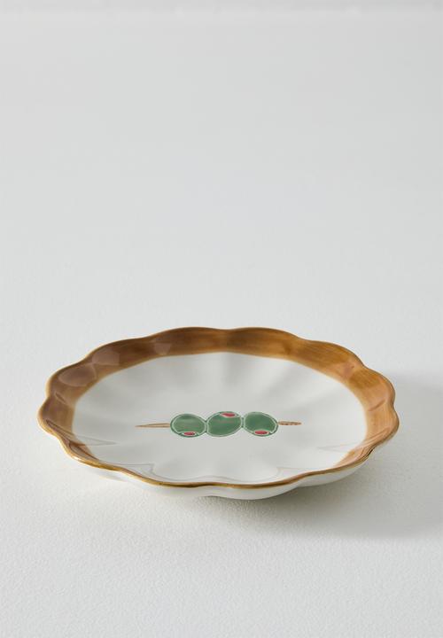 Sixth Floor - Olive Stoneware Tapas Plate Multi 12.4x12.4x2cm