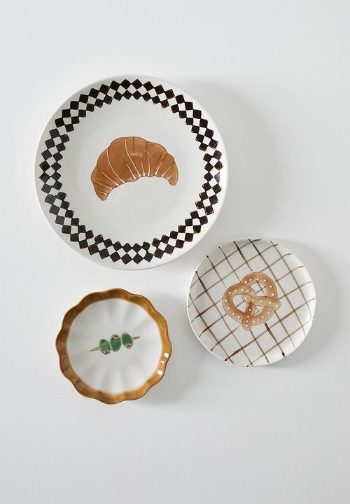 Sixth Floor - Olive Stoneware Tapas Plate Multi 12.4x12.4x2cm