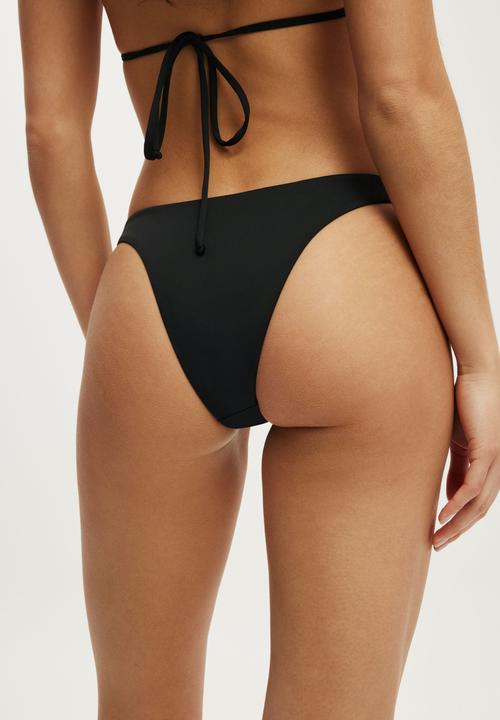 Cotton On - Soft Dip High Side Brazilian Bikini Bottom - Black