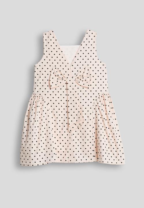 Pop Candy - Sleeveless side gather dress - pastel pink/polka dots