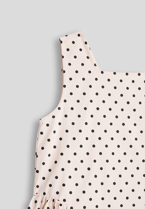 Pop Candy - Sleeveless side gather dress - pastel pink/polka dots