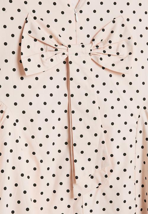 Pop Candy - Sleeveless side gather dress - pastel pink/polka dots
