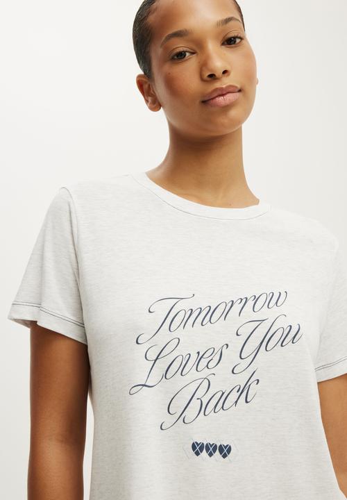 Cotton On - Relaxed Graphic T-Shirt Nightie - Tomorrow Light Grey Marle