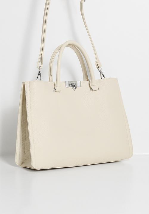 Tessa Design - Greta-Rose Structured Top Handle Tote - Cream