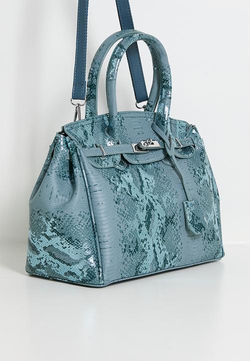 Tessa Design - Goldie Python Structured Tote - Blue