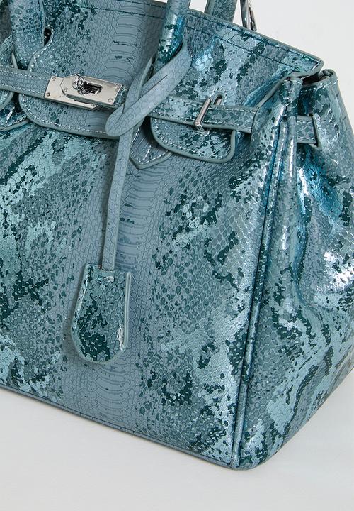 Tessa Design - Goldie Python Structured Tote - Blue