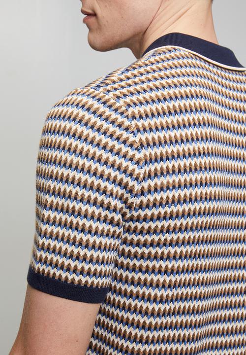 Pringle of Scotland - Damon Jacquard Multi Knitted Golfer - Navy