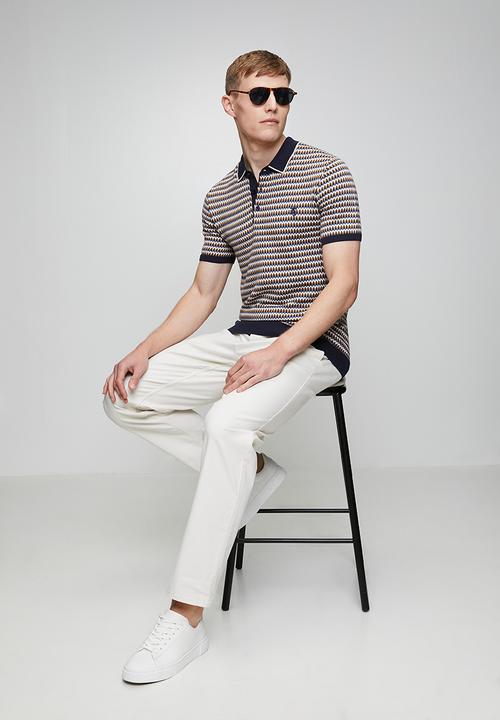 Pringle of Scotland - Damon Jacquard Multi Knitted Golfer - Navy