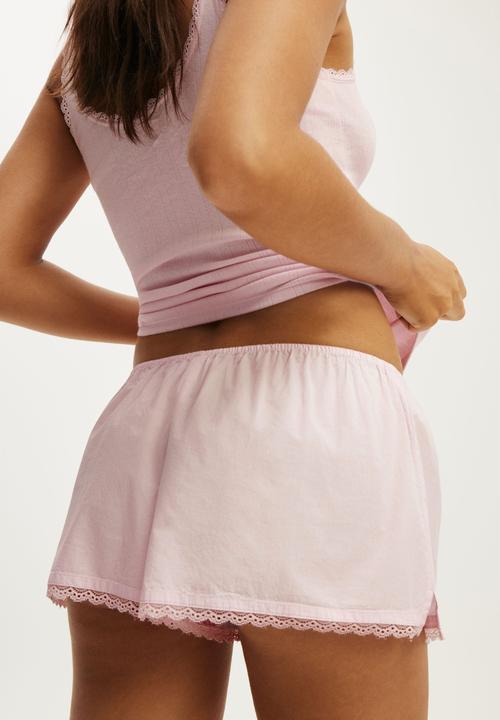 Cotton On - Cotton Soft Relaxed Lace Short - Pink Kiss