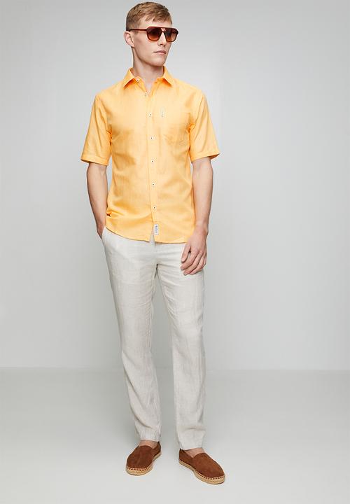 Ben Sherman - Linen Shirt Short sleeve - yellow