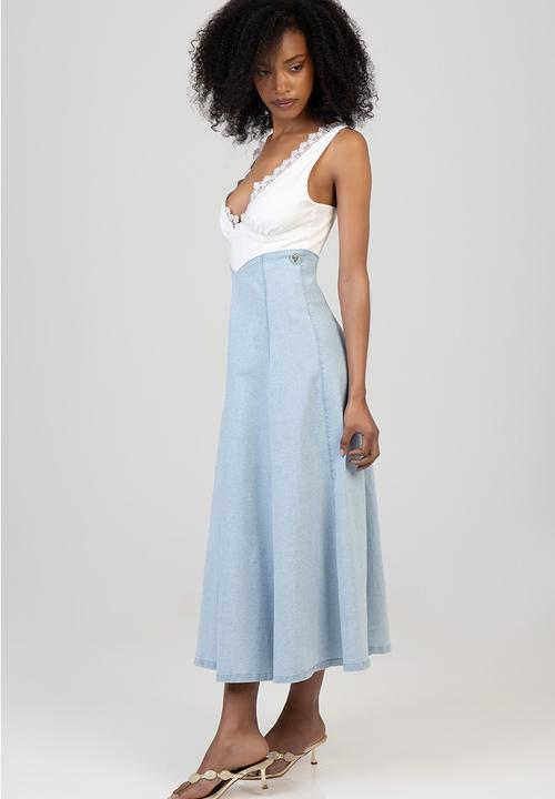 SISSY BOY - Gracie Midi Denim Dress - Light Vintage