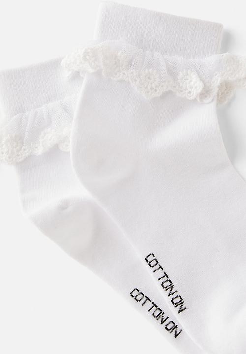 Rubi - The perfect pair pretty frill sock - white/lace