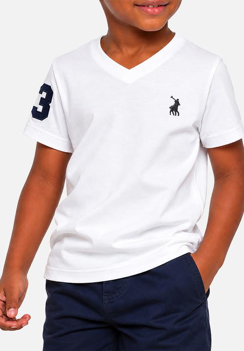 POLO - Boys James V Neck Tee - White