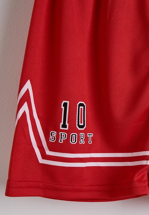 Pop Candy - Sporty tee & shorts - flame red