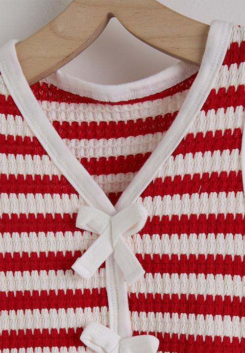 Pop Candy - Striped top & shorts - red & white 